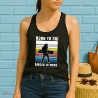 Born To Ski Forced To Work Women's Tank Top thumb 2