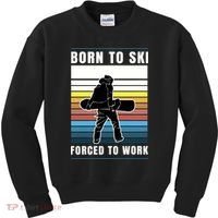 Born To Ski Forced To Work Kids Sweatshirt thumb 0