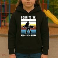 Born To Ski Forced To Work Kids Hoodie thumb 3