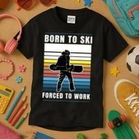 Born To Ski Forced To Work Kids T-Shirt thumb 3