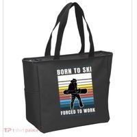 Born To Ski Forced To Work Tote Bag thumb 2