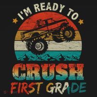 Back To School Ready To Crush First Grade Monster Truck Boys Gift Pajama Set thumb 2