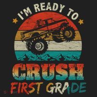 Back To School Ready To Crush First Grade Monster Truck Boys Gift Hat thumb 2
