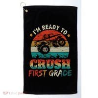 Back To School Ready To Crush First Grade Monster Truck Boys Gift Golf Towel thumb 0