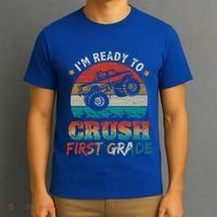 Back To School Ready To Crush First Grade Monster Truck Boys Gift T-Shirt thumb 3