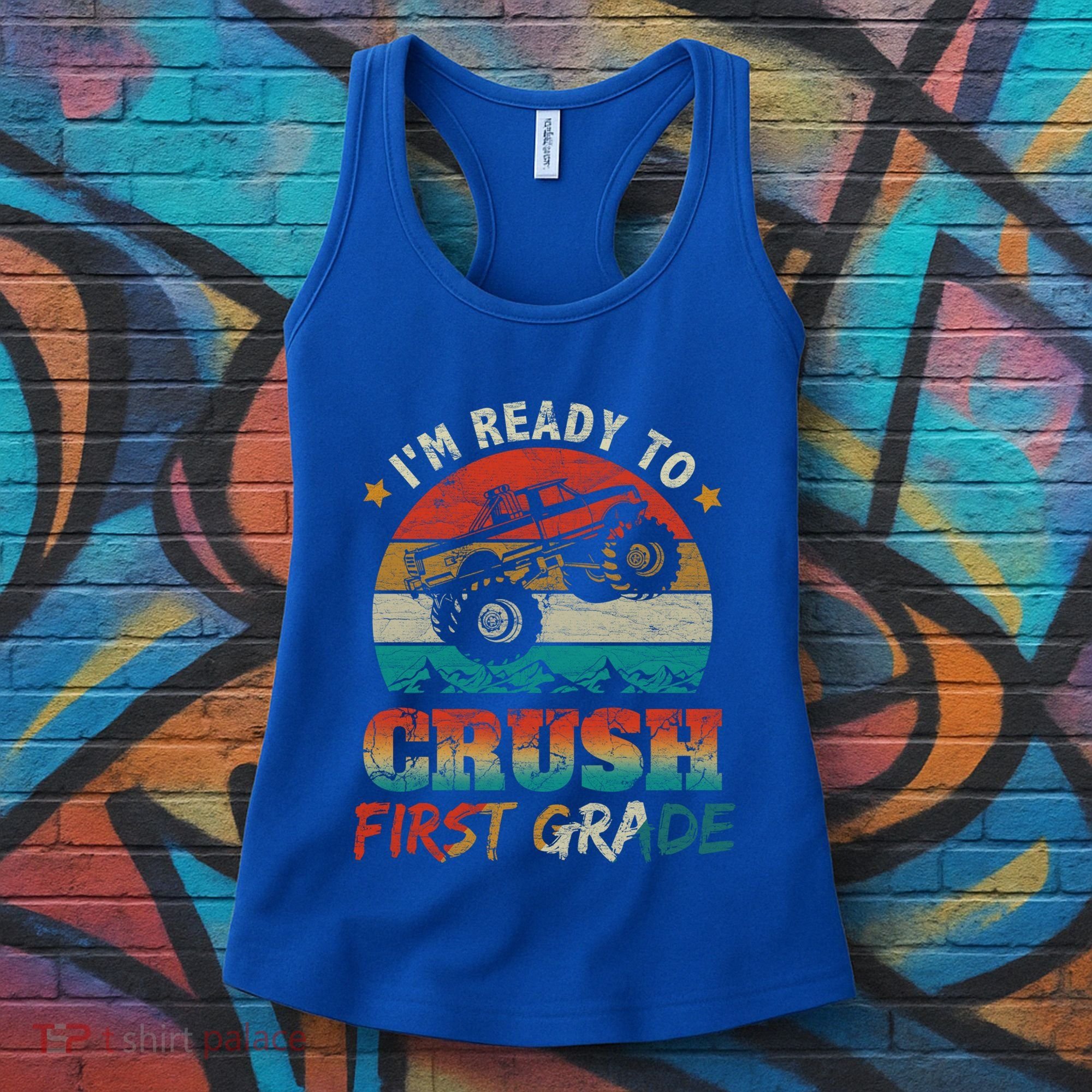 Back To School Ready To Crush First Grade Monster Truck Boys Gift Women's Tank Top