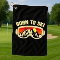 Born To Ski Golf Towel thumb 1