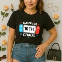 Back To School Game On 10th Grade Funny Gamer Boy Girl Comfort Colors Boxy T-Shirt thumb 2