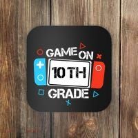 Back To School Game On 10th Grade Funny Gamer Boy Girl Coaster thumb 0