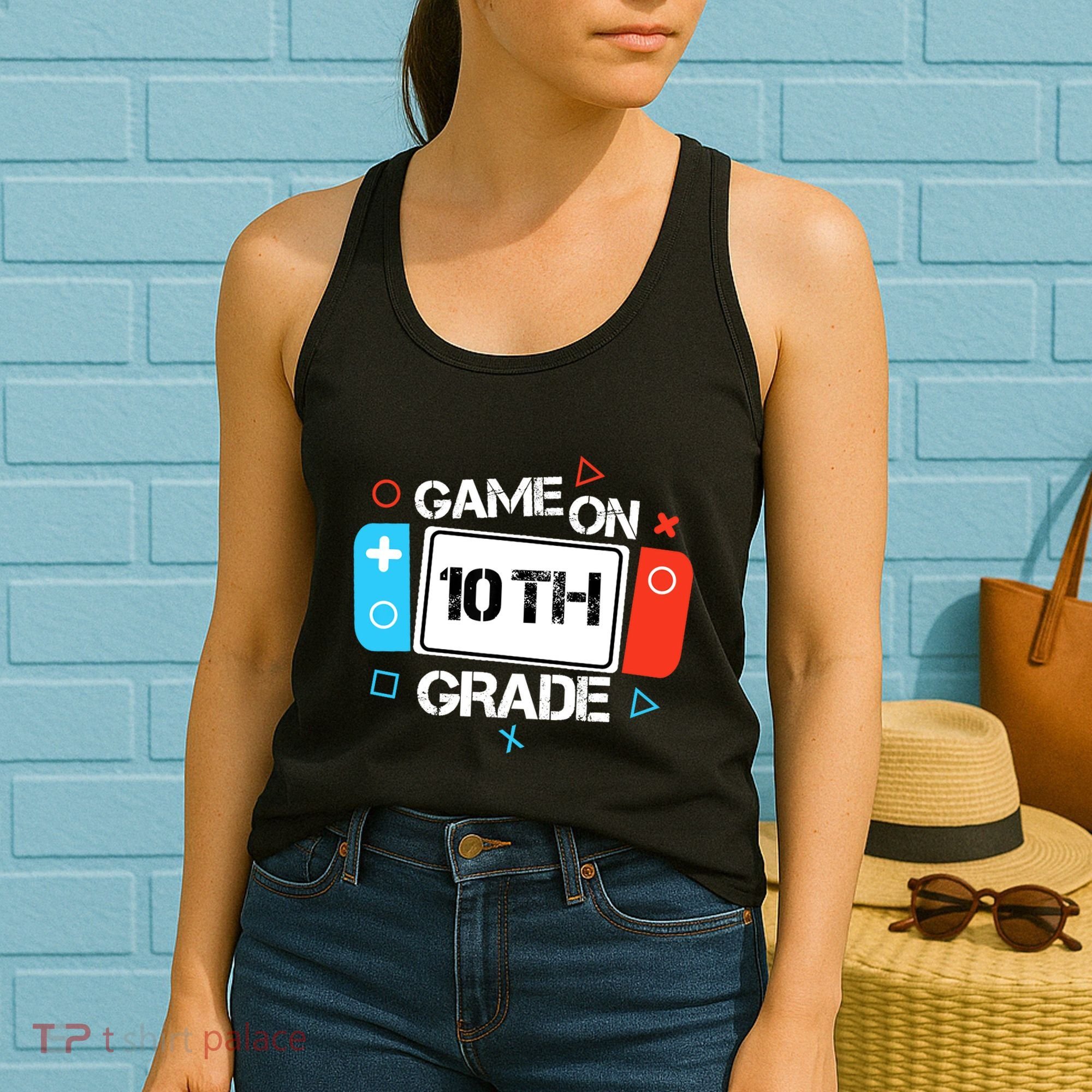 Back To School Game On 10th Grade Funny Gamer Boy Girl Women's Tank Top