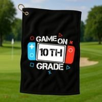 Back To School Game On 10th Grade Funny Gamer Boy Girl Golf Towel thumb 1