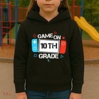 Back To School Game On 10th Grade Funny Gamer Boy Girl Kids Hoodie thumb 3
