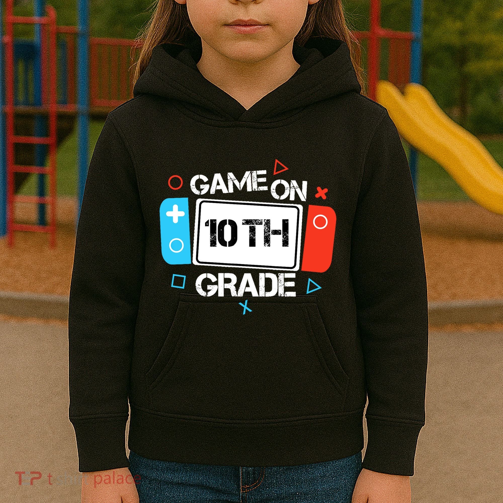 Back To School Game On 10th Grade Funny Gamer Boy Girl Kids Hoodie