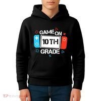 Back To School Game On 10th Grade Funny Gamer Boy Girl Kids Hoodie thumb 4