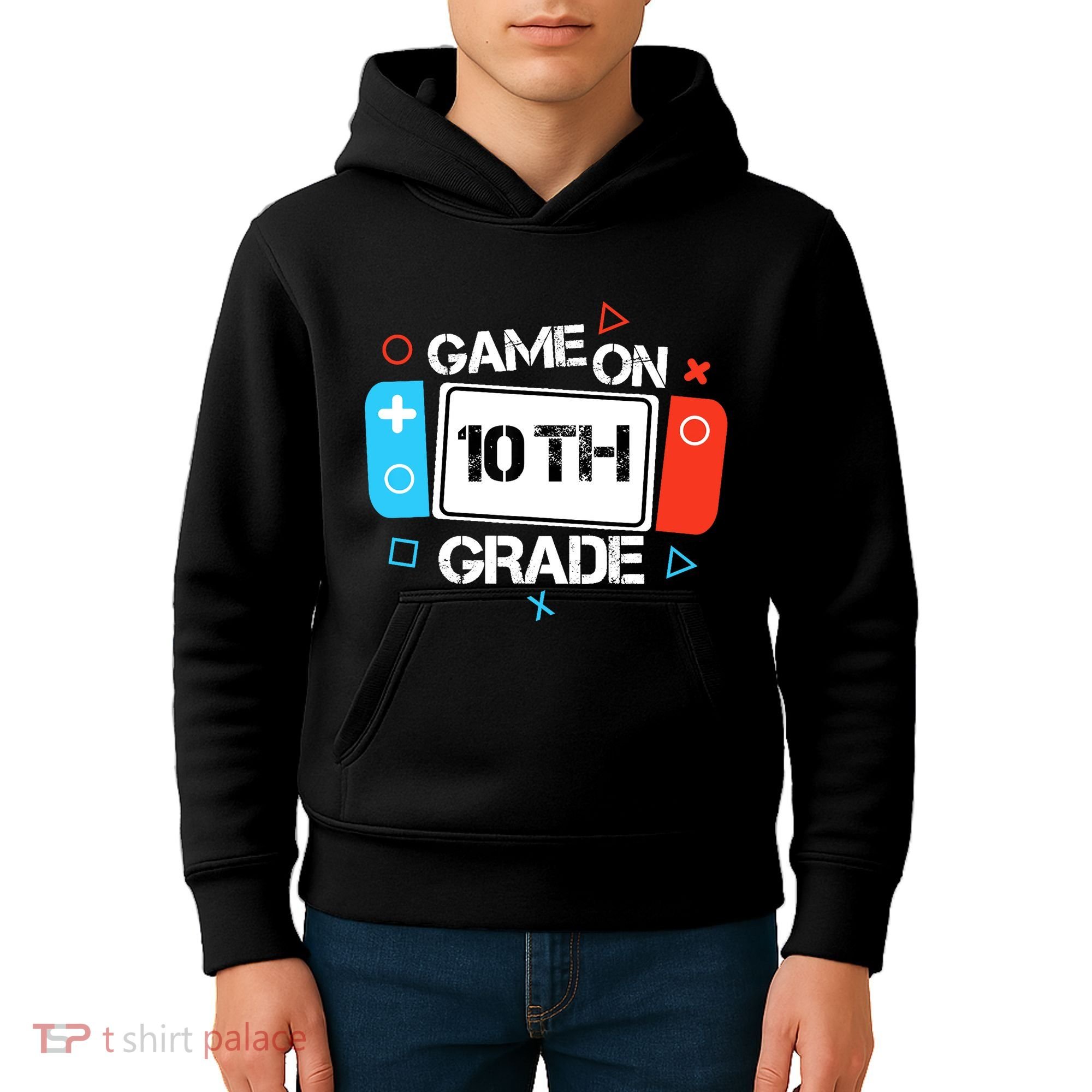 Back To School Game On 10th Grade Funny Gamer Boy Girl Kids Hoodie