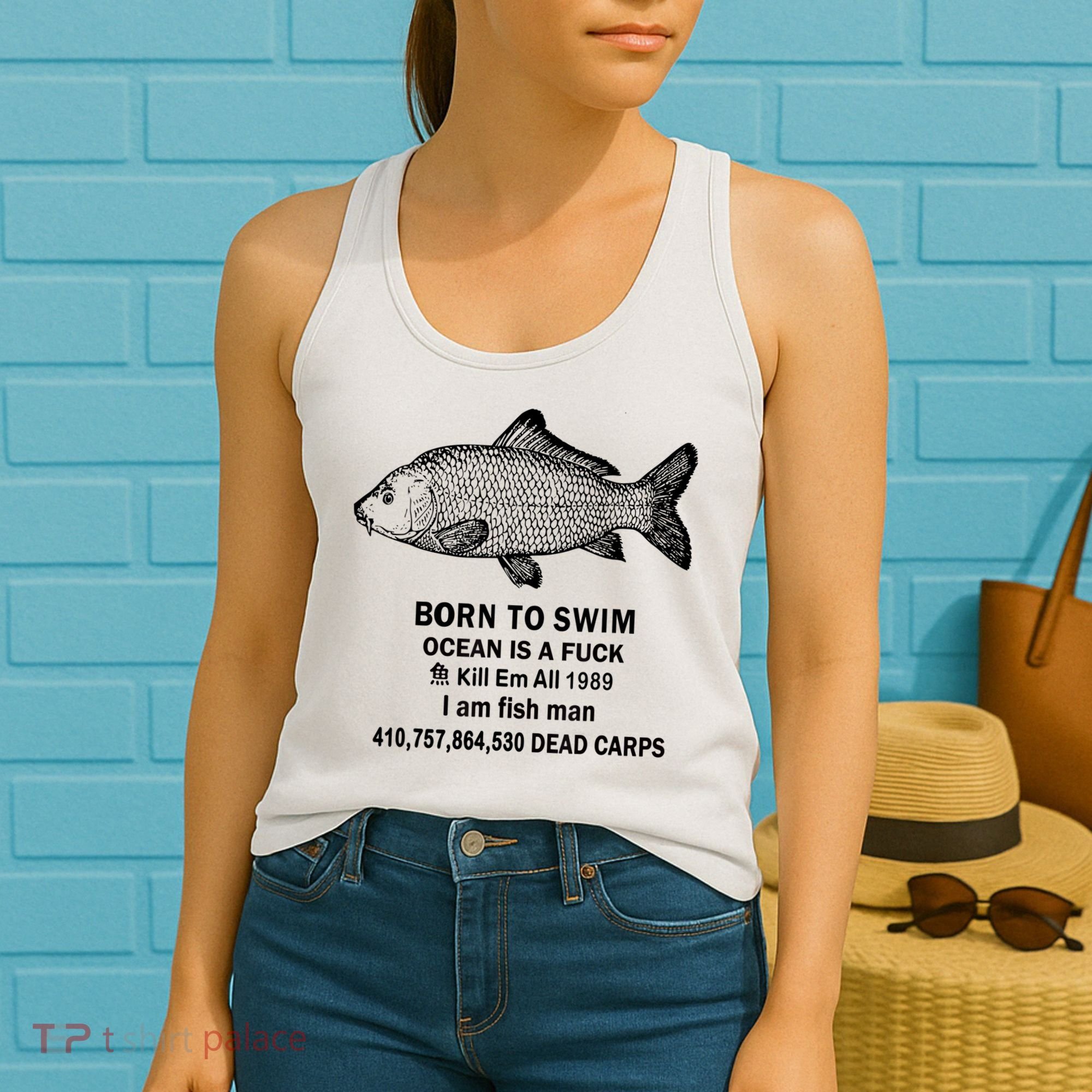Born To Swim Ocean Is A Fuck Kill Em All 1989 Women's Tank Top