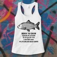 Born To Swim Ocean Is A Fuck Kill Em All 1989 Women's Tank Top thumb 3