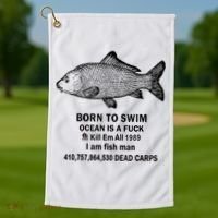 Born To Swim Ocean Is A Fuck Kill Em All 1989 Golf Towel thumb 1