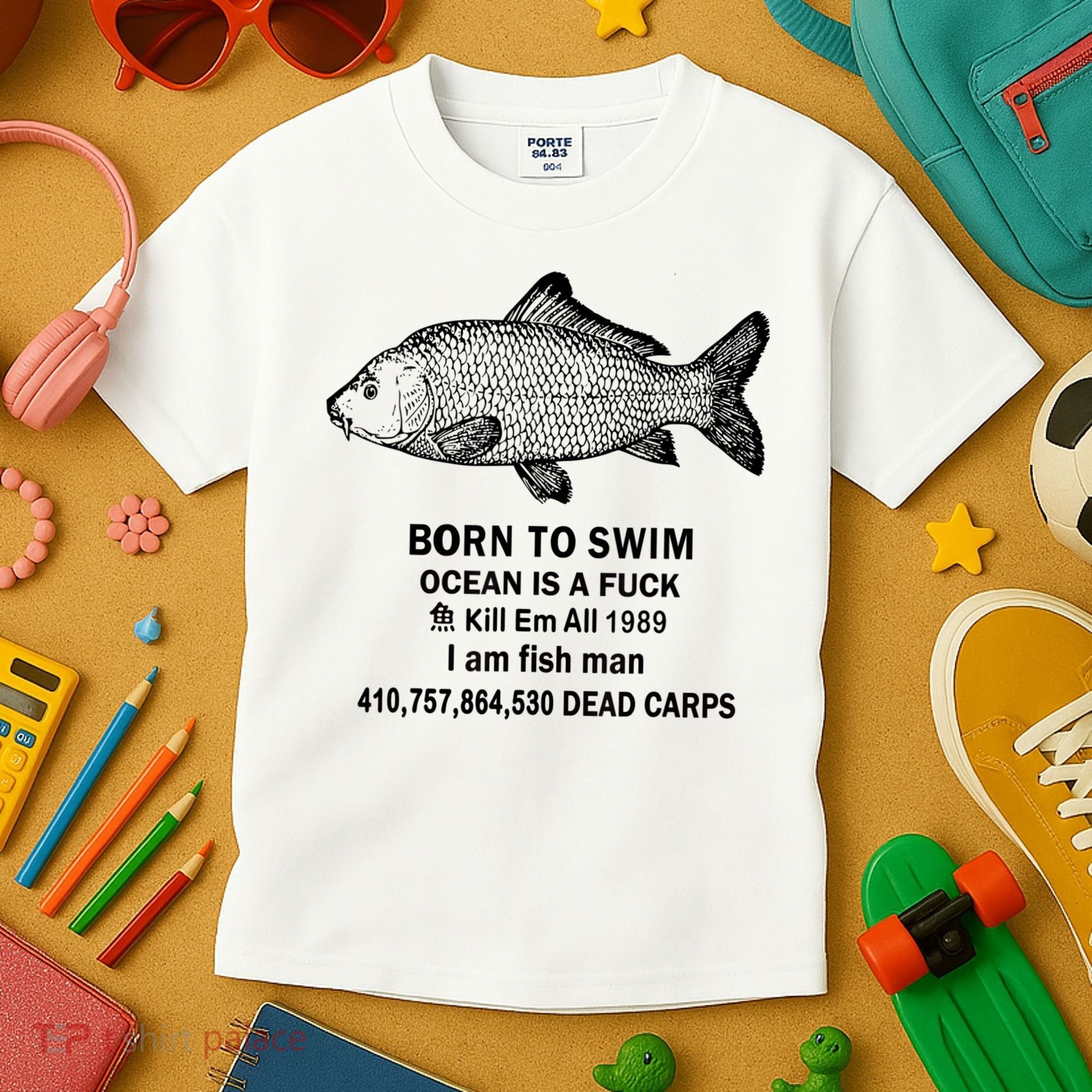 Born To Swim Ocean Is A Fuck Kill Em All 1989 Kids T-Shirt