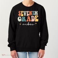 Back To School Seventh Grade Vibes Retro 7th Grade Teacher Women's Sweatshirt thumb 0