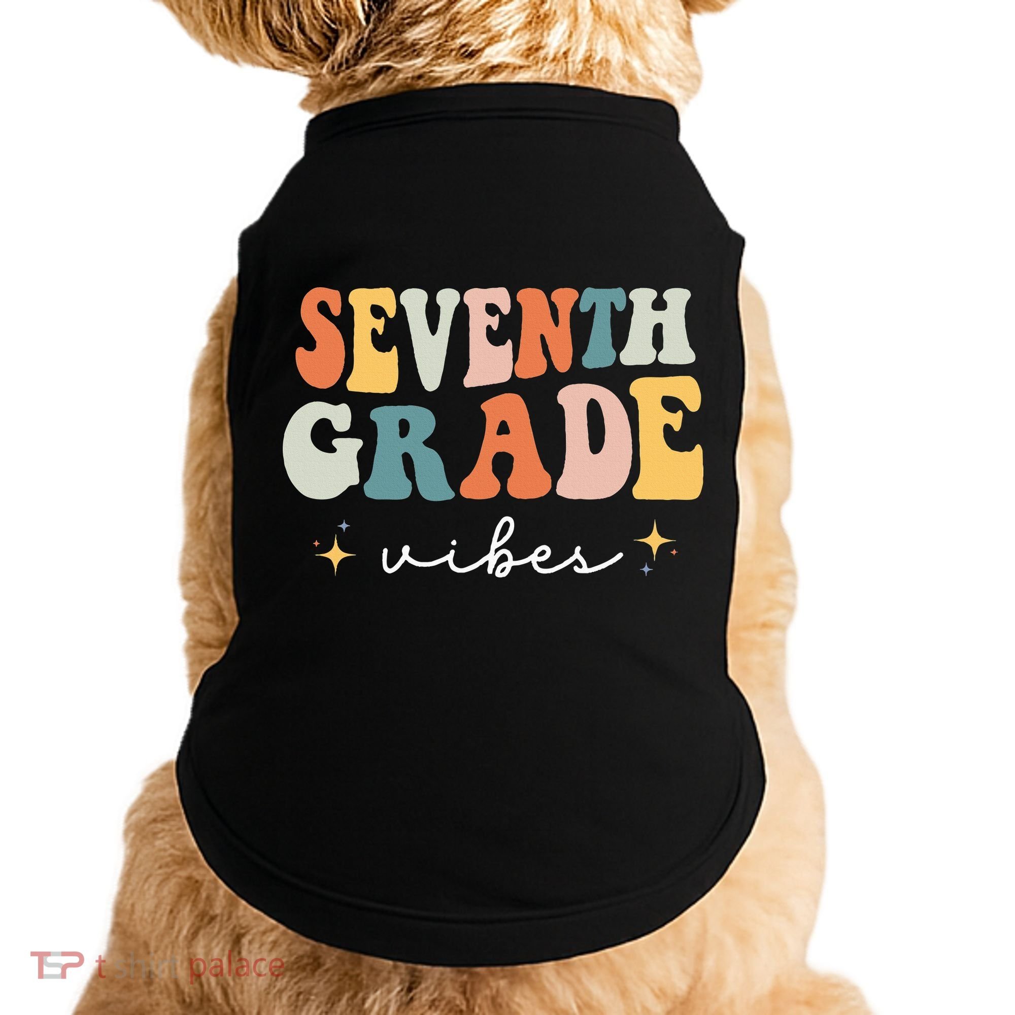 Back To School Seventh Grade Vibes Retro 7th Grade Teacher Doggie Tank