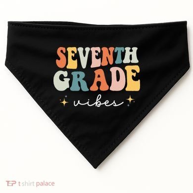 Back To School Seventh Grade Vibes Retro 7th Grade Teacher USA-Made Doggie Bandana