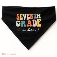 Back To School Seventh Grade Vibes Retro 7th Grade Teacher USA-Made Doggie Bandana thumb 0