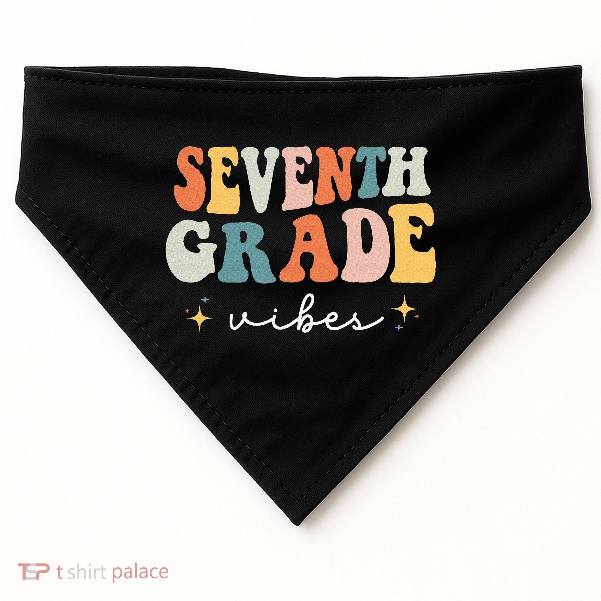 Back To School Seventh Grade Vibes Retro 7th Grade Teacher USA-Made Doggie Bandana