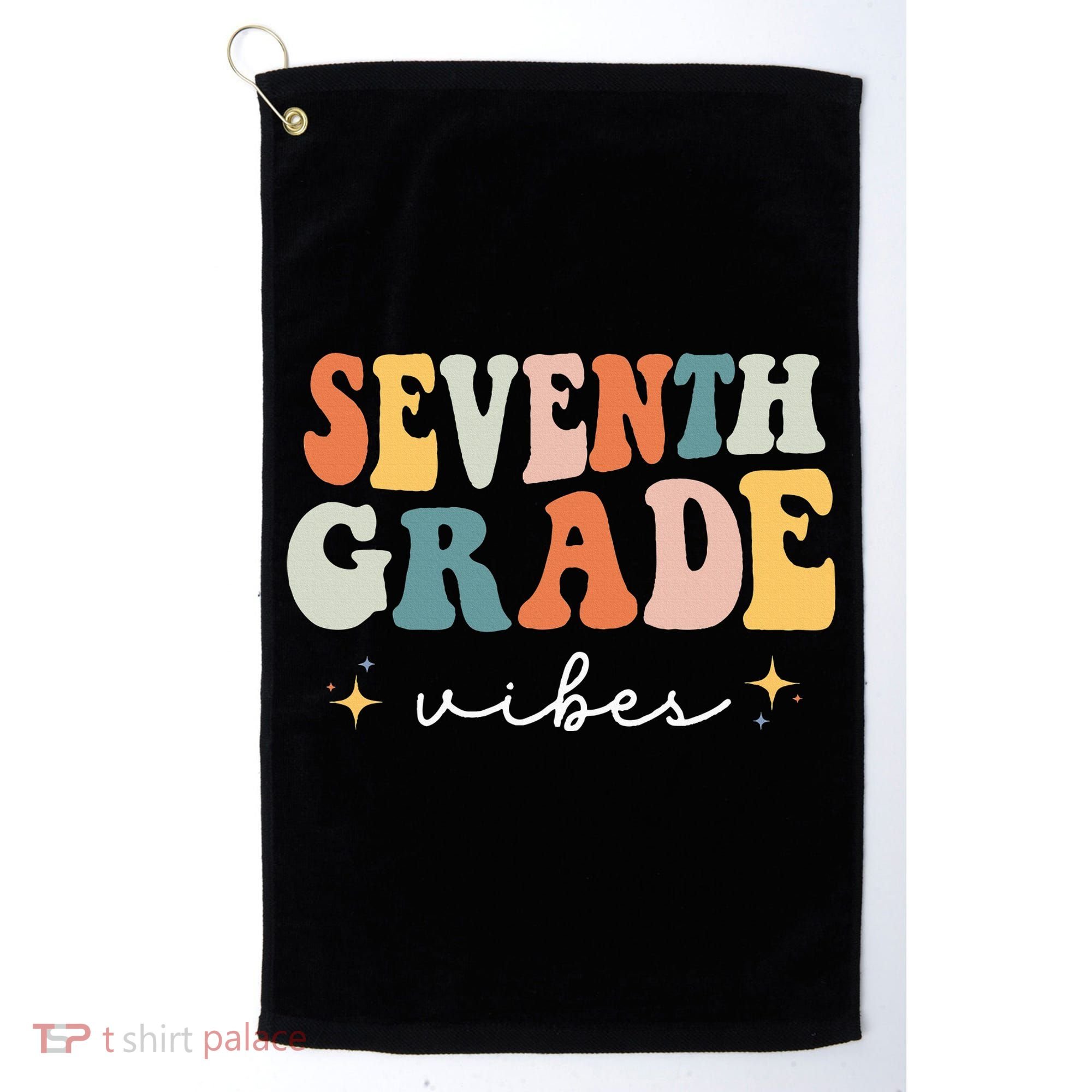 Back To School Seventh Grade Vibes Retro 7th Grade Teacher Golf Towel