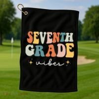 Back To School Seventh Grade Vibes Retro 7th Grade Teacher Golf Towel thumb 1