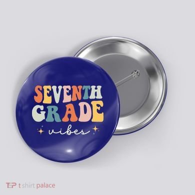 Back To School Seventh Grade Vibes Retro 7th Grade Teacher Button