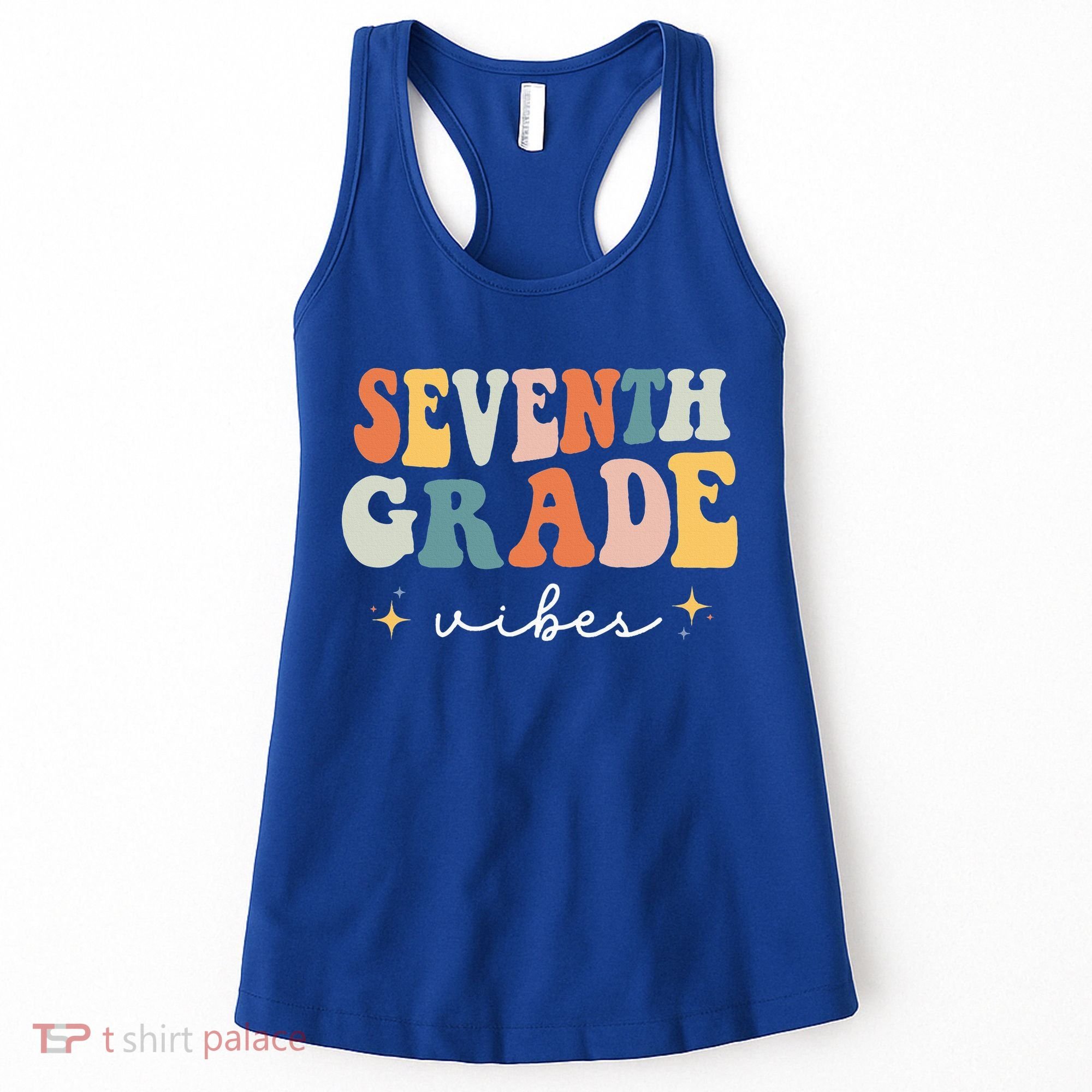 Back To School Seventh Grade Vibes Retro 7th Grade Teacher Women's Tank Top