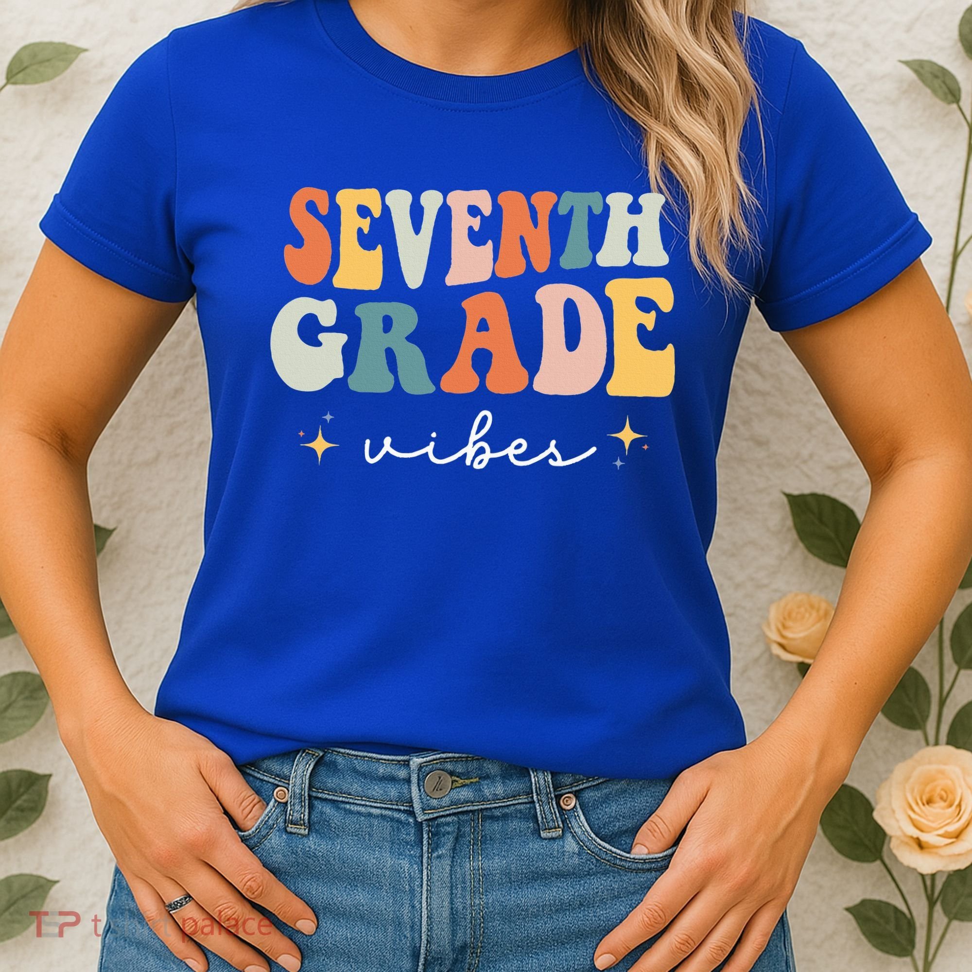 Back To School Seventh Grade Vibes Retro 7th Grade Teacher Women's T-Shirt