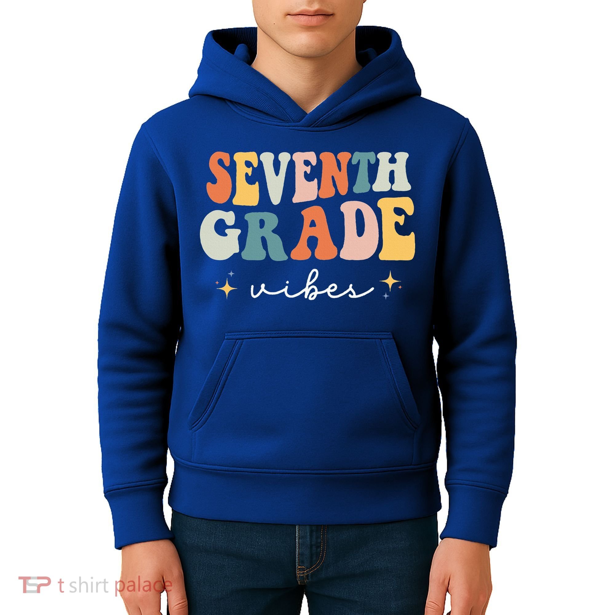Back To School Seventh Grade Vibes Retro 7th Grade Teacher Kids Hoodie