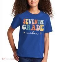 Back To School Seventh Grade Vibes Retro 7th Grade Teacher Kids T-Shirt thumb 2