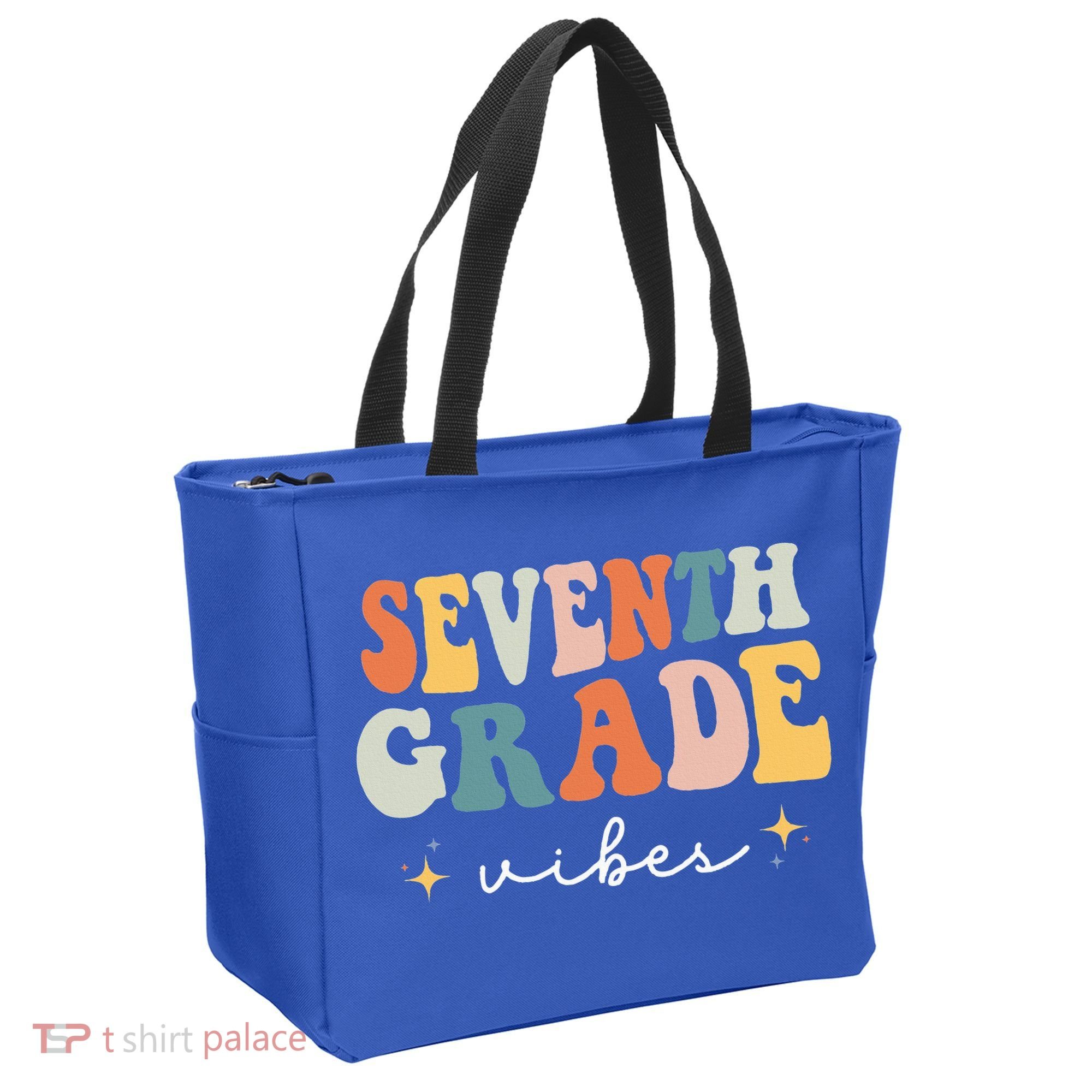 Back To School Seventh Grade Vibes Retro 7th Grade Teacher Tote Bag