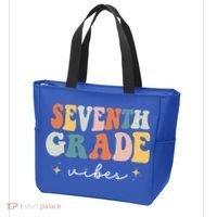 Back To School Seventh Grade Vibes Retro 7th Grade Teacher Tote Bag thumb 3