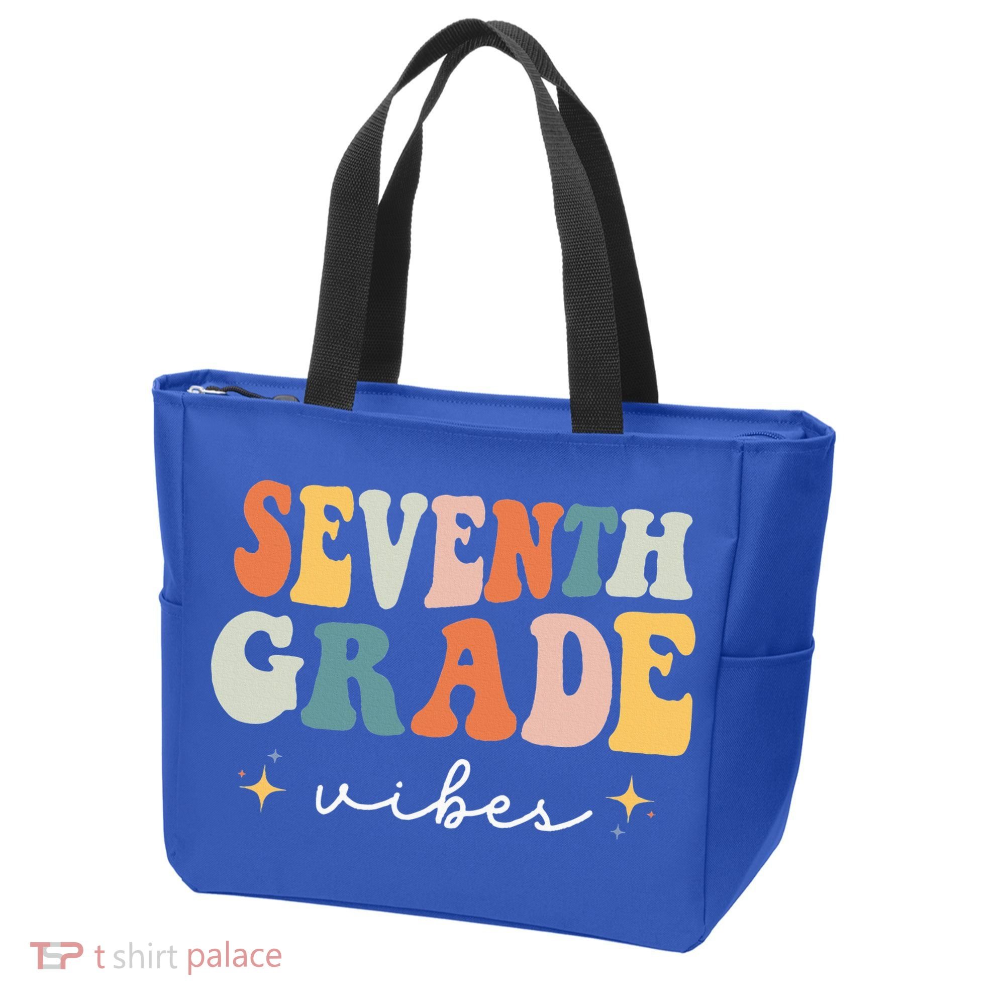 Back To School Seventh Grade Vibes Retro 7th Grade Teacher Tote Bag