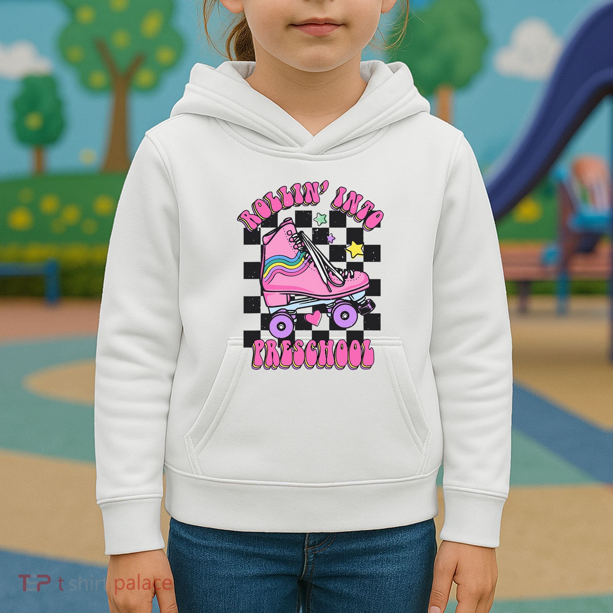 Back To School Skating Rollin Into Preschool Kids Hoodie