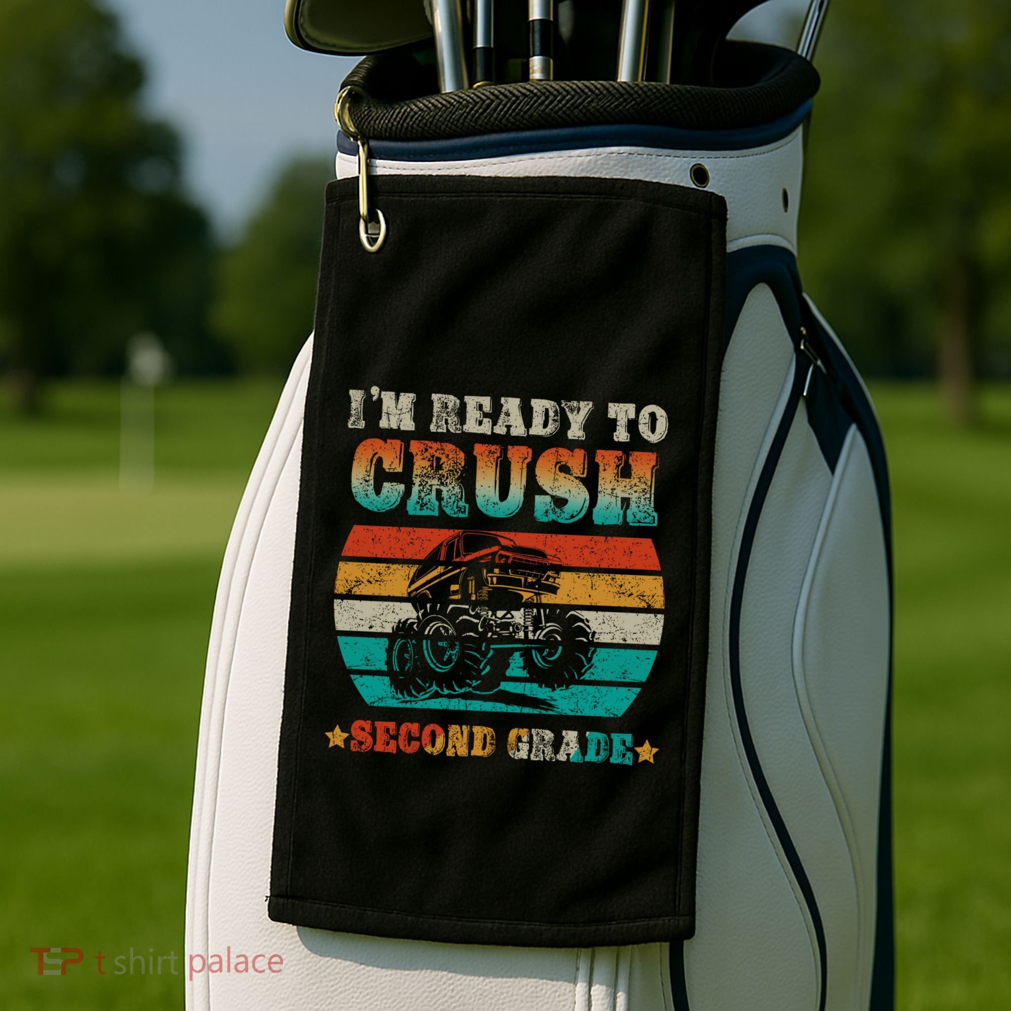 Back To School Ready To Crush Second Grade Monster Truck Boy Cute Gift Golf Towel