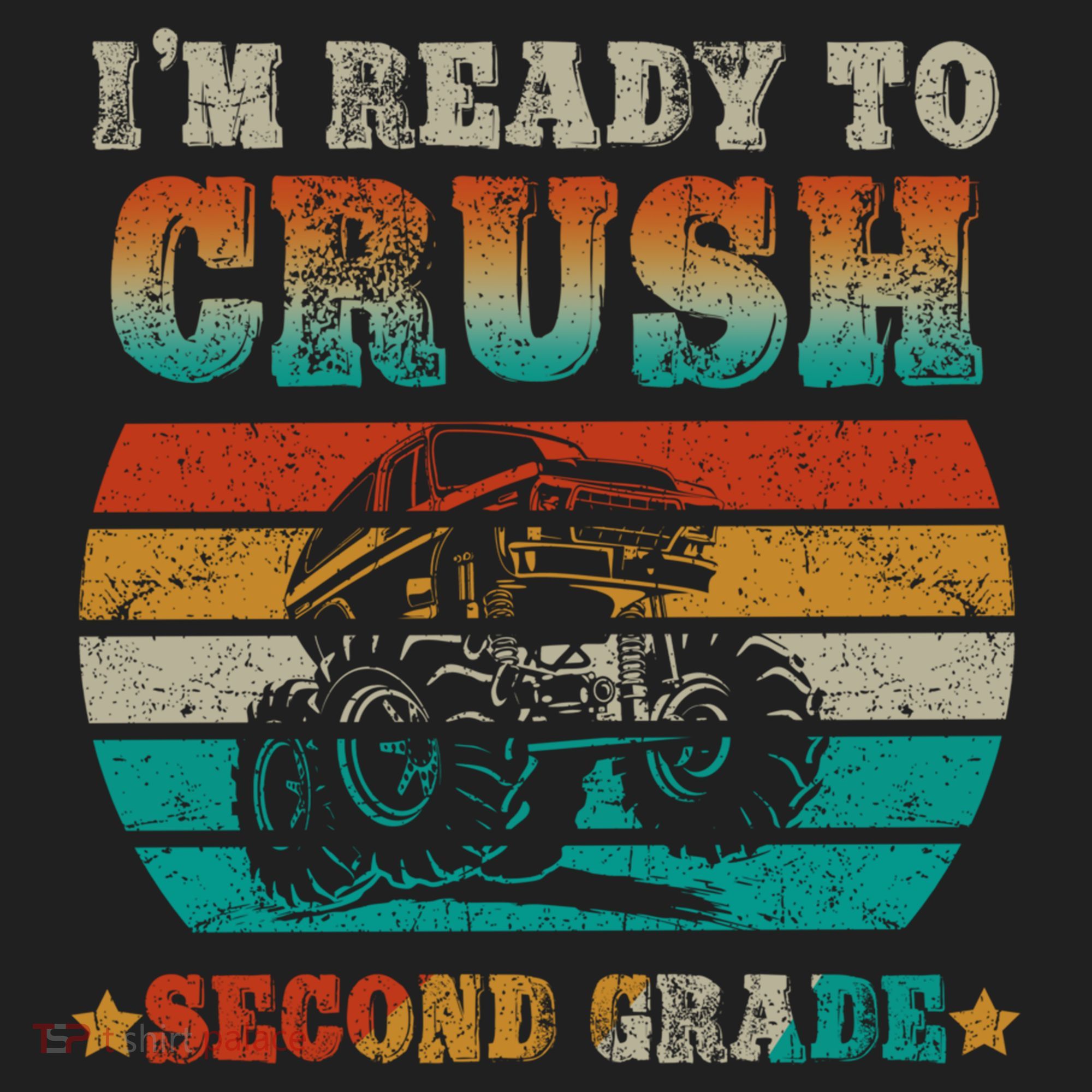 Back To School Ready To Crush Second Grade Monster Truck Boy Cute Gift Golf Towel