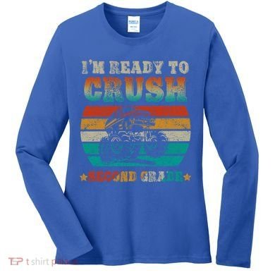 Back To School Ready To Crush Second Grade Monster Truck Boy Cute Gift Women's Long Sleeve Shirt