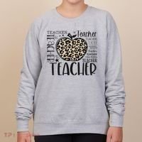Back To School Teacher Life Apple Leopard Teacher Women Gift Women's Sweatshirt thumb 0