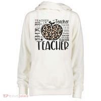 Back To School Teacher Life Apple Leopard Teacher Women Gift Womens Funnel Neck Pullover Hood thumb 0
