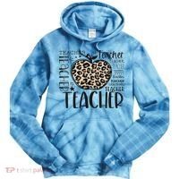 Back To School Teacher Life Apple Leopard Teacher Women Gift Tie Dye Hoodie thumb 0