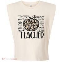 Back To School Teacher Life Apple Leopard Teacher Women Gift Garment-Dyed Women's Muscle Tee thumb 0