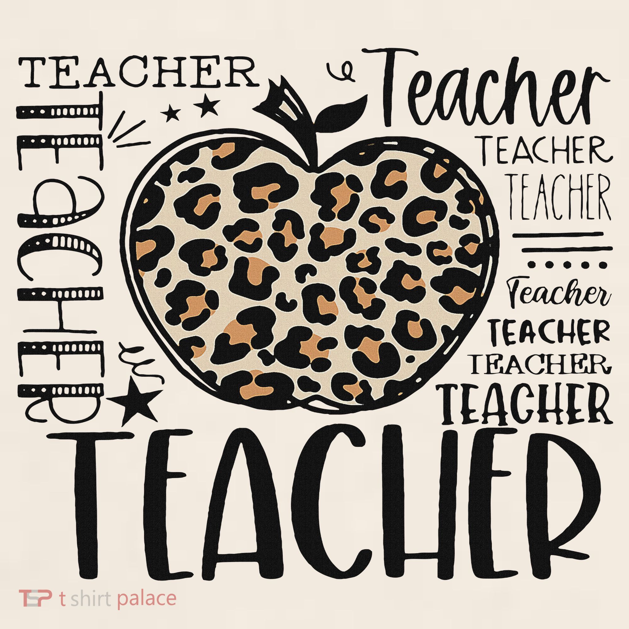 Back To School Teacher Life Apple Leopard Teacher Women Gift Garment-Dyed Women's Muscle Tee
