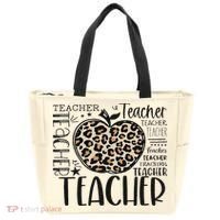 Back To School Teacher Life Apple Leopard Teacher Women Gift Tote Bag thumb 0