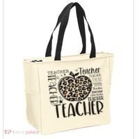 Back To School Teacher Life Apple Leopard Teacher Women Gift Tote Bag thumb 2