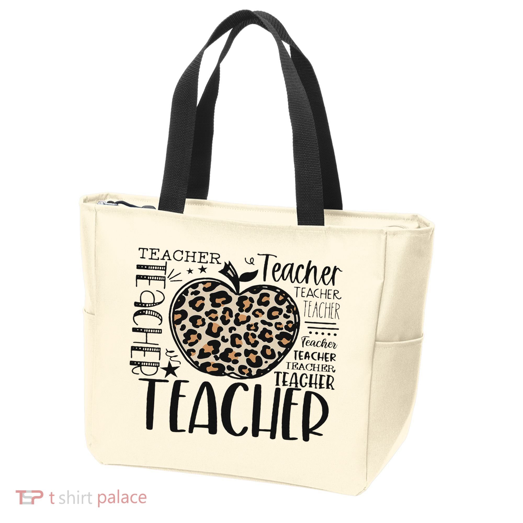 Back To School Teacher Life Apple Leopard Teacher Women Gift Tote Bag